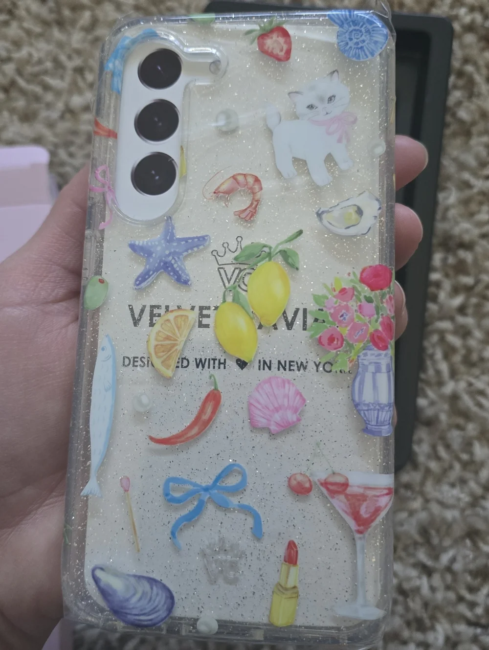 New Velvet Caviar Dolce Vita Glitter Samsung Case Andriod S24 Ultra